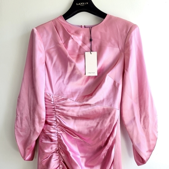 Cinq à Sept Smooth Satin Natalia Barbiecore Wild Orchid Cocktail Mini Dress 2 US - Picture 10 of 17